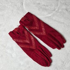 Aris‎ Isotoner Gloves Womens Unlined Red Driving with Leather 1 Size